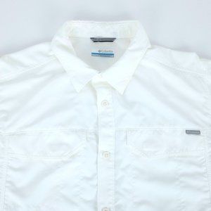 Columbia Omni-Shade PFG White Short Sleeve Vented Button Up Fishing Shirt LG